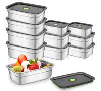RWFMO 10 Pcs Stainless Steel Food Containers Set, Stackable Metal Food Storage Container with Lids, Airtight Reusable Metal Bento Lunch Boxes, Microwave Freezer Dishwasher Safe(5 Sizes)