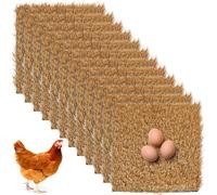 RWFMO 12 Pack Chicken Nesting Box Liners, 32x32cm Artificial Grass Nesting Pads, Washable Reusable Chicken Coop Bedding Mats for Hens Ducks Laying Eggs Alternative to Straw Bedding