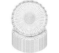 RWFMO 12 Pack Clear Glass Dessert Plates, 20 cm Glass Side Plates, Embossed Diamond Glass Salad Plates for Cake, Fruit, Appetizers, Snacks and Afternoon Tea