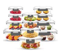 RWFMO 12 Pack Glass Meal Prep Containers, Airtight Leakproof Glass Lunch Boxes, Stackable Food Storage Containers Set with Lids, Microwave Freezer Dishwasher Safe