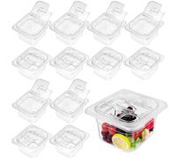RWFMO 12 Pack GN 1/6 Gastronorm Pans with Lids, 100mm Deep Clear Food Pan, Plastic Hotel Pans Food Storage Containers for Restaurant Bar Kitchen