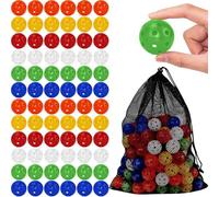 RWFMO 150 Pcs Plastic Golf Training Balls, 42mm Colorful Practice Golf Balls Bulk with Drawstring Bag, Airflow Plastic Ball for Swing Practice Driving Range Indoor Outdoor Use, 6 colors