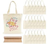 RWFMO 20 Pack Canvas Tote Bags 40 x 33cm Blank Sublimation Tote Bags with 1pc PTFE Sheet,Bulk Reusable Shopping Bags for DIY Crafts Printing Heat Painting