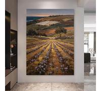 RWGSNB 100% Hand-Painted Mediterranean Coastal Crocus Flower Field Vintage Oil Painting on Canvas Artwork Handmade Decorative Painting Wall Art for Living Room Bedroom Unframed 100 x 150 cm