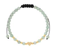 RWGSNB 4 Mm Natural Stone Bracelet for Womens Dainty Gold Heart Bracelet Adjustable Handmade Braided Rope Beaded Gemstone Bangles Reiki Healing Crystal Jewelry Gifts Green Aventurine