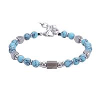 RWGSNB 6 Mm Natural Stone Bracelet for Womens Bohemian Bracelet Adjustable Lobster Clasp Dainty Beaded Gemstone Bangles Reiki Healing Crystal Jewelry Gifts for Men Turquoise