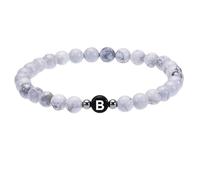 RWGSNB 6 Mm Natural White Turquoise Stone Bracelets with A-Z Letter Delicate Initial Beaded Bracelets Stretch Spiritual Crystal Bangle Jewellery Gifts for Women Men Letter-B