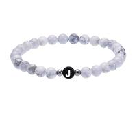 RWGSNB 6 Mm Natural White Turquoise Stone Bracelets with A-Z Letter Delicate Initial Beaded Bracelets Stretch Spiritual Crystal Bangle Jewellery Gifts for Women Men Letter-J