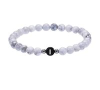 RWGSNB 6 Mm Natural White Turquoise Stone Bracelets with A-Z Letter Delicate Initial Beaded Bracelets Stretch Spiritual Crystal Bangle Jewellery Gifts for Women Men Letter-I