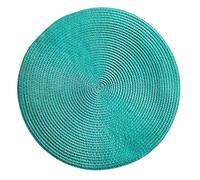 RWGSNB 6 Piece Placemats and Coasters Waterproof Woven Round Placemats Non Slip Washable Heat Resistant Pp Table Mats Solid Color Mats and Coaster for Home Restaurant Lake Blue