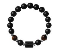 RWGSNB 8 mm 12 Star Sign Constellation Beaded Gemstone Bracelet Natural Matte Black Onyx Stones Bracelets Black Signature Crystal Bangles Birthday Gift for Women Men Aquarius