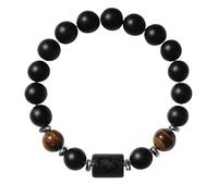 RWGSNB 8 mm 12 Star Sign Constellation Beaded Gemstone Bracelet Natural Matte Black Onyx Stones Bracelets Black Signature Crystal Bangles Birthday Gift for Women Men Pisces