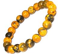 RWGSNB 8 mm Natural Bumblebee Jasper Stone Bracelets Round Beads Chakra Bracelets Elastic Bracelets Energy Gemstone Bangles Balance Yoga Jewelry for Women Men