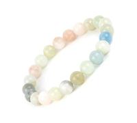 RWGSNB 8 mm Natural Multi-Beryl Stone Bracelets Round Beads Chakra Bracelets Elastic Bracelets Energy Gemstone Bangles Balance Yoga Jewelry for Women Men