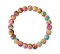 RWGSNB Boho Rainbow Gemstone Bracelets Personalised Color Beads Stone Bracelets Elastic Inspirational Energy Crystal Bangles Jewellery Gifts for Women Men