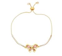 RWGSNB Butterfly Bracelets for Womens Luxury Gold Plated Bracelets Adjustable Slider Shiny Multicolor Cubic Zirconia Crystal Bangles Birthstone Jewelry Christmas Birthday Gift Pink