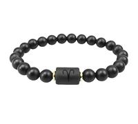 RWGSNB Constellation Bracelet Natural Black Agate Zodiac Gemstone Bracelet Protection 12 Star Sign Horoscope Beads Stones Bangles Birthday Gifts for Women Men Aries