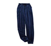 RWGSNB Flannel Pajama Pants Men Elastic Waist Warm Winter Pjs Trousers Fluffy Pj Bottoms with Pocket Lounge Pants Trousers Loungewear Nightwear for Sleep Running Navy Blue 3Xl