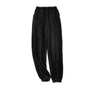RWGSNB Flannel Pajama Pants Men Elastic Waist Warm Winter Pjs Trousers Fluffy Pj Bottoms with Pocket Lounge Pants Trousers Loungewear Nightwear for Sleep Running Black L