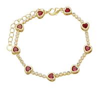 RWGSNB Heart Bracelets for Women Girls Boho Gold Plated Bracelets Adjustable Lobster Clasp Colorful Zirconia Birthstone Bangles Fashion Jewelry Christmas Birthday Gift Ruby