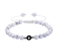 RWGSNB Initial Bracelet for Couples 6 Mm White Turquoise Bead Gemstone Bracelet with Letter A-Z Adjustable Braided Rope Reiki Stones Bangles Dainty Crystal Jewelry Gift White-Letter I