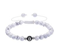 RWGSNB Initial Bracelet for Couples 6 Mm White Turquoise Bead Gemstone Bracelet with Letter A-Z Adjustable Braided Rope Reiki Stones Bangles Dainty Crystal Jewelry Gift White-Letter D