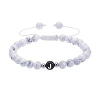 RWGSNB Initial Bracelet for Couples 6 Mm White Turquoise Bead Gemstone Bracelet with Letter A-Z Adjustable Braided Rope Reiki Stones Bangles Dainty Crystal Jewelry Gift White-Letter J