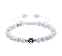 RWGSNB Initial Bracelet for Couples 6 Mm White Turquoise Bead Gemstone Bracelet with Letter A-Z Adjustable Braided Rope Reiki Stones Bangles Dainty Crystal Jewelry Gift White-Letter C