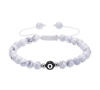 RWGSNB Initial Bracelet for Couples 6 Mm White Turquoise Bead Gemstone Bracelet with Letter A-Z Adjustable Braided Rope Reiki Stones Bangles Dainty Crystal Jewelry Gift White-Letter O