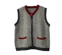 RWGSNB Jumpers for Women Women's Knitted Sleeveless Cardigan Vintage Striped Sweater Vest Chic Button Up Knitted Waistcoat Top Trendy Preppy Jumpers Casual Autumn Gilets Tank Top Dark Gray M