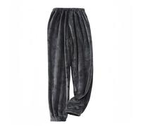 RWGSNB Men'S Pajama Pants Winter Thick Warm Flannel Pyjama Trousers Elastic Waist Mens Pjs Bottoms with Drawstring Lounge Pants Comfortable Sleepwear Deep Gray L