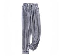 RWGSNB Men'S Pajama Pants Winter Thick Warm Flannel Pyjama Trousers Elastic Waist Mens Pjs Bottoms with Drawstring Lounge Pants Comfortable Sleepwear Gray Xxl