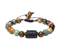 RWGSNB Mens Womens 12 Constellation Zodiac Sign Bracelets Tigers Eye Stone Bracelet Ajustable Braided Wristband Natural Gemstone Bangles Protection Jewelry Gifts Leo