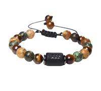 RWGSNB Mens Womens 12 Constellation Zodiac Sign Bracelets Tigers Eye Stone Bracelet Ajustable Braided Wristband Natural Gemstone Bangles Protection Jewelry Gifts Aqarius