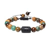 RWGSNB Mens Womens 12 Constellation Zodiac Sign Bracelets Tigers Eye Stone Bracelet Ajustable Braided Wristband Natural Gemstone Bangles Protection Jewelry Gifts Pisces