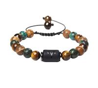 RWGSNB Mens Womens 12 Constellation Zodiac Sign Bracelets Tigers Eye Stone Bracelet Ajustable Braided Wristband Natural Gemstone Bangles Protection Jewelry Gifts Aries