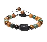 RWGSNB Mens Womens 12 Constellation Zodiac Sign Bracelets Tigers Eye Stone Bracelet Ajustable Braided Wristband Natural Gemstone Bangles Protection Jewelry Gifts Sagittatius