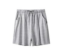 RWGSNB Pajama Bottoms for Men, Men'S Pj Bottom Shorts Elastic Waist Soft Comfy Cotton Nightwear with Pockets Lightweight Summer Loungewear Loose Casual Jogger for Sleep Gym Running Grey Xs