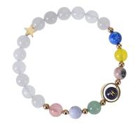 RWGSNB Personalized Zodiac Bracelets 8 Mm Natural Stone Bracelet Stretch Rope 12 Constellation Beaded Gemstone Bangles Reiki Healing Crystal Jewelry Unique Birthday Gifts Pisces