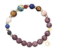 RWGSNB Solar System Galaxy Bracelet with 12 Constellations Pendant 8 Mm Natural Purple Granite Gemstone Bracelets Personalized Protection Crystal Bangles for Men Women Taurus