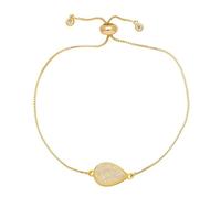 RWGSNB Teardrop Bracelets for Women Boho Gold Plated Bracelets Adjustable Slider Gold Chain Sparkling Pear Shape Druzy Crystal Bangles Fashion Jewelry Christmas Birthday Gift