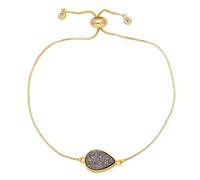 RWGSNB Teardrop Bracelets for Women Boho Gold Plated Bracelets Adjustable Slider Gold Chain Sparkling Pear Shape Druzy Crystal Bangles Fashion Jewelry Christmas Birthday Gift Gray