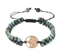 RWGSNB Tree Of Life Bracelet Boho Wrap Layered Beads Gemstone Bracelet Adjustable Handmade Braided Rope Natural Stone Bangles Reiki Healing Crystal Jewelry Gifts African Turquoise