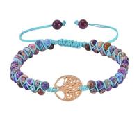 RWGSNB Tree Of Life Bracelet Boho Wrap Layered Beads Gemstone Bracelet Adjustable Handmade Braided Rope Natural Stone Bangles Reiki Healing Crystal Jewelry Gifts Imperial Stone