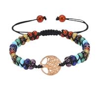 RWGSNB Tree Of Life Bracelet Boho Wrap Layered Beads Gemstone Bracelet Adjustable Handmade Braided Rope Natural Stone Bangles Reiki Healing Crystal Jewelry Gifts 7 Chakra