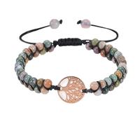 RWGSNB Tree Of Life Bracelet Boho Wrap Layered Beads Gemstone Bracelet Adjustable Handmade Braided Rope Natural Stone Bangles Reiki Healing Crystal Jewelry Gifts Indian Agate