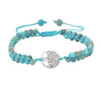 RWGSNB Tree Of Life Bracelet Boho Wrap Layered Beads Gemstone Bracelet Adjustable Handmade Braided Rope Natural Stone Bangles Reiki Healing Crystal Jewelry Gifts Blue Imperial Stone