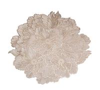 RWGSNB Washable Pvc Place Mats Set of 6 Flower Table Mats Luxury Decorative Bowl Mat Heat-Resistant and Non-Slip Waterproof Mats and Coaster for Dinner Coffee Table Gold
