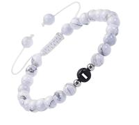 RWGSNB White Turquoise Bead Stone Bracelet with Letter A-Z Delicate Initial Bracelet Adjustable Braided Rope Reiki Gemstone Bangles Crystals Jewelry Gift for Women Men Letter-I