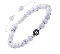 RWGSNB White Turquoise Bead Stone Bracelet with Letter A-Z Delicate Initial Bracelet Adjustable Braided Rope Reiki Gemstone Bangles Crystals Jewelry Gift for Women Men Letter-N